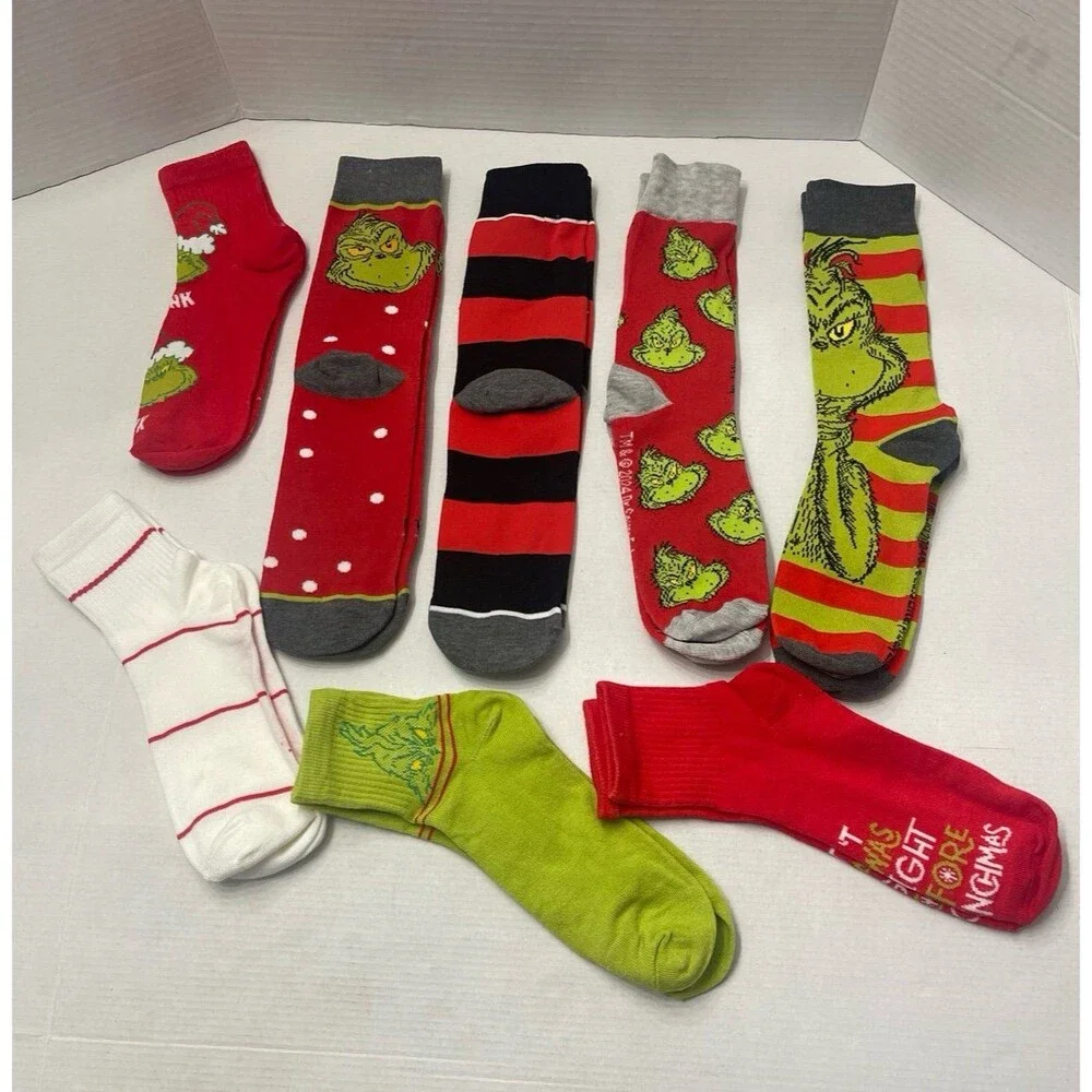 Grinch Socks Men’s 8 Pair New Without Tags